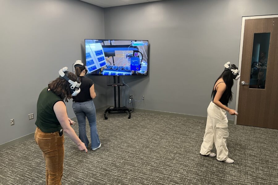 UNMC Perfusion Students practice skills with virtual reality glasses