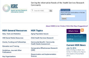 Health Services Research Information Central home page