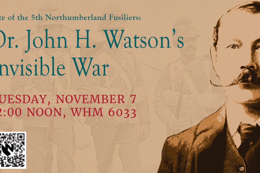 Photo of Dr. John H. Watson and information about the November 7 author talk