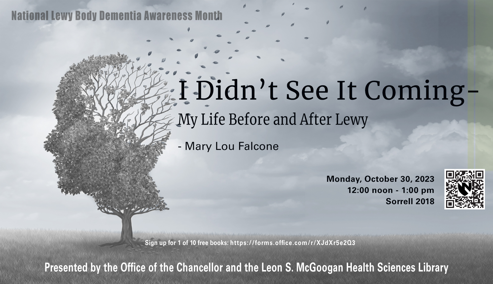 Mary Lou Falcone presentation info overlay on a gray graphic