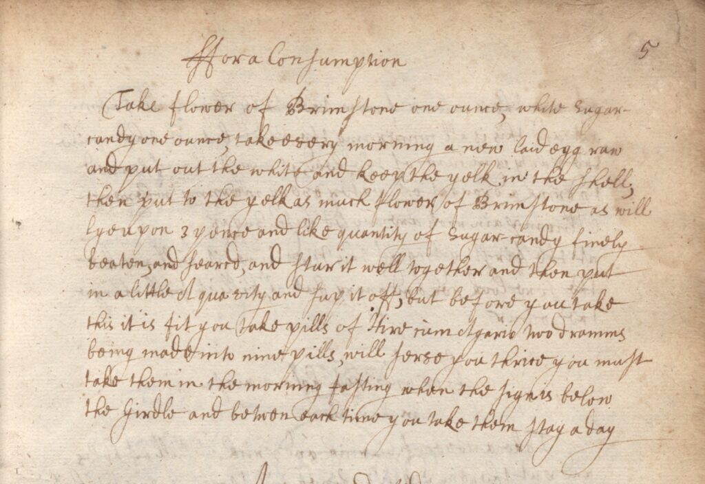 Handwritten medicinal recipe book 1700s 